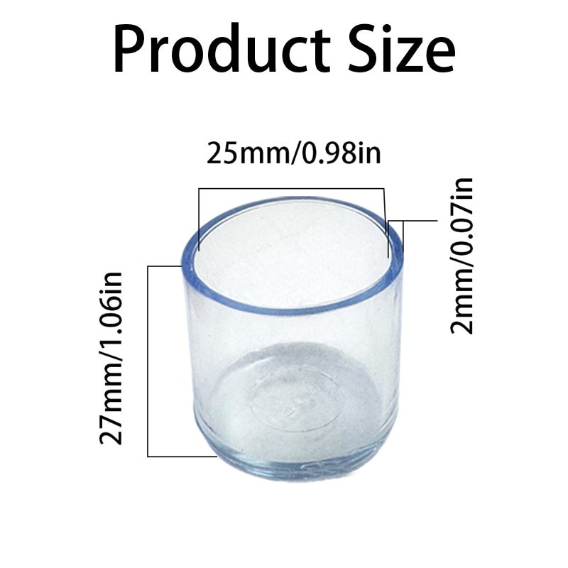 Ainiveiya 25PCS Silicone Chair Leg Floor Protectors - 1-Inch ID Clear Chair Leg Tips, Silicone Furniture Foot Covers for Chairs & Tables, Non-Slip Chair Leg End Caps for Floor Protection - Image 2